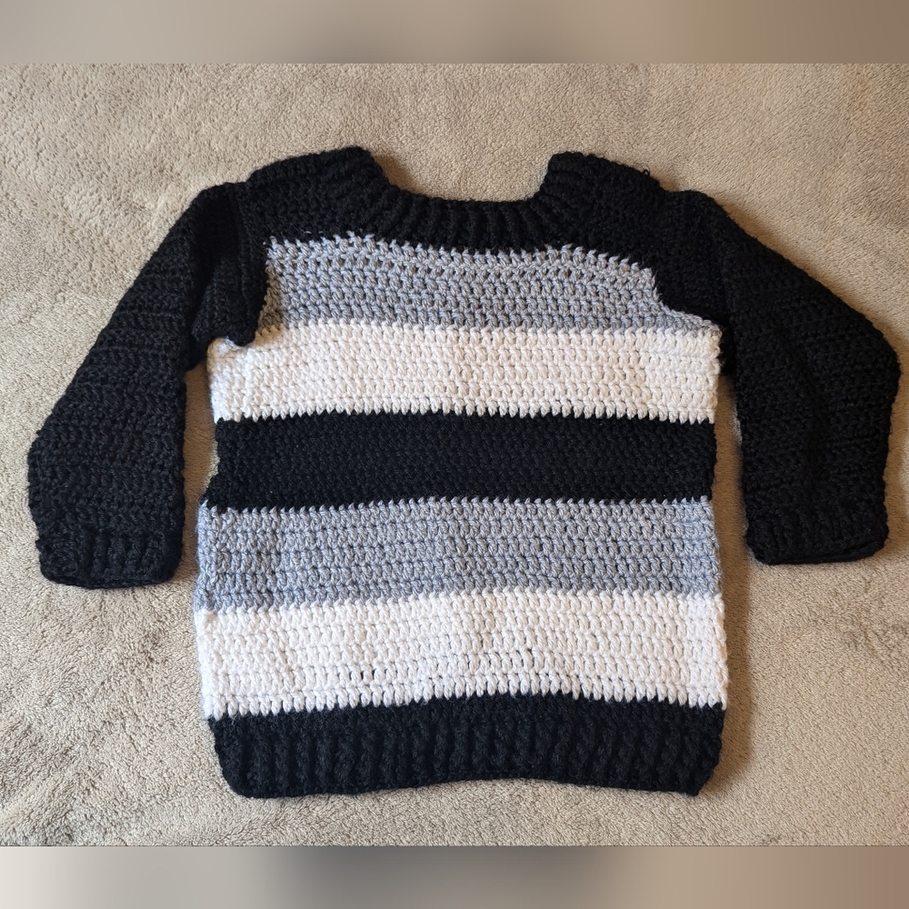 Handmade Crochet striped pullover - Picture 2 of 7
